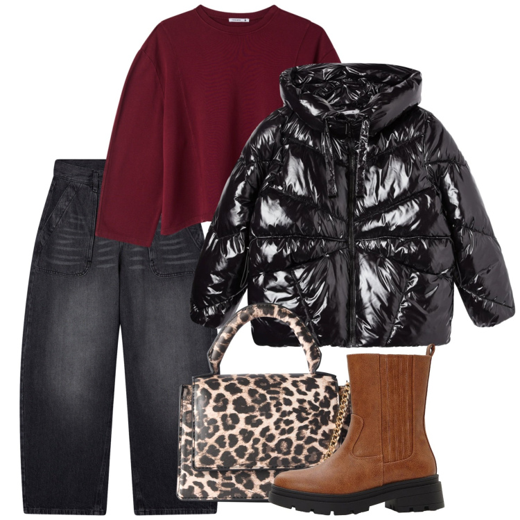 Outfit donna - Gennaio. Stile Casual per Tutti i giorni. Abbinamento con stivaletti chelsea, borse a tracolla, t-shirt, bomber, jeans.