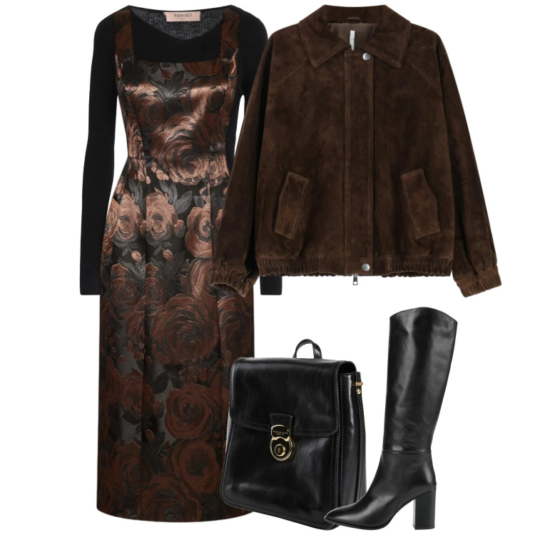 Outfit donna - Serata prima del rientro. Stile Chic per Serata fuori. Abbinamento con stivali, pullovers, zaini, bomber, vestiti.