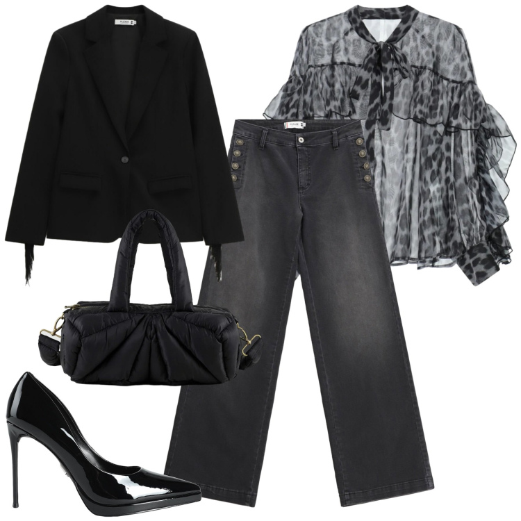 Outfit donna - City. Stile Casual chic per Tutti i giorni. Abbinamento con décolleté, jeans, blazer, bluse, borse a mano.