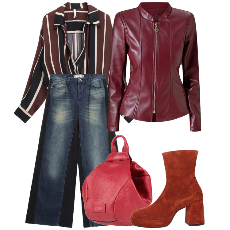 Outfit donna - Gennaio. Stile Chic per Tutti i giorni. Abbinamento con stivaletti, zaini, jeans a zampa, camicie, blazer.
