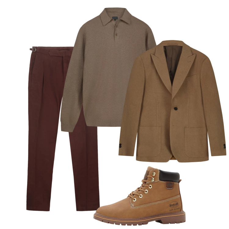 Outfit uomo - Gennaio. Stile Casual per Tutti i giorni. Abbinamento con stivali e stivaletti, giacche, maglieria, pantaloni.
