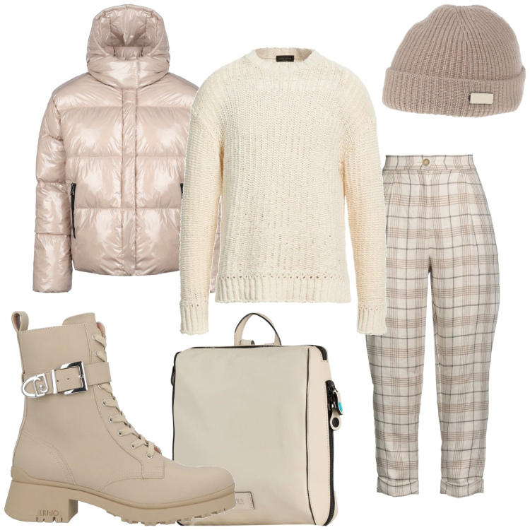 Outfit donna - Freddo che si sente. Stile Casual per Tutti i giorni. Abbinamento con stivaletti, pantaloni, pullovers, cappelli, zaini, blazer.