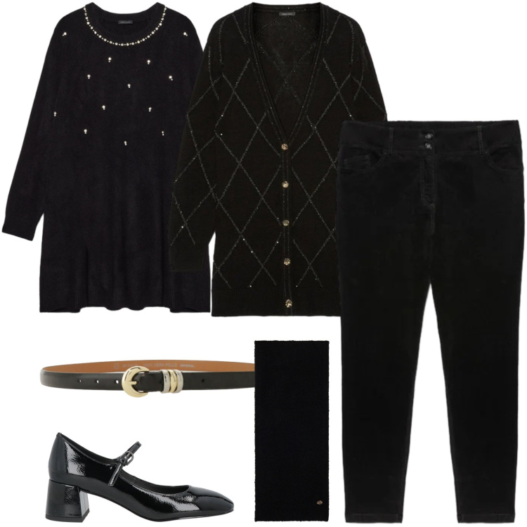 Outfit donna - Il knitwear oversize. Stile Casual chic per Tutti i giorni. Abbinamento con décolleté, cinture, sciarpe, cardigans, pantaloni skinny, maglieria.