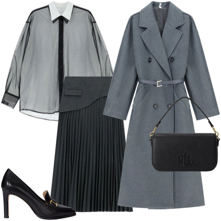 Outfit donna - Saldi Imperial 25. Stile Chic per Serata fuori. Abbinamento con gonne lunghe, cappotti, camicie, décolleté, borse a spalla.