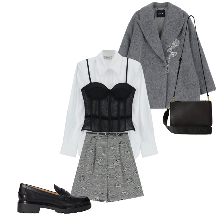 Outfit donna - Total look #2315919. Stile Casual chic per Tutti i giorni. Abbinamento con cappotti, shorts, camicie, borse a tracolla, mocassini.