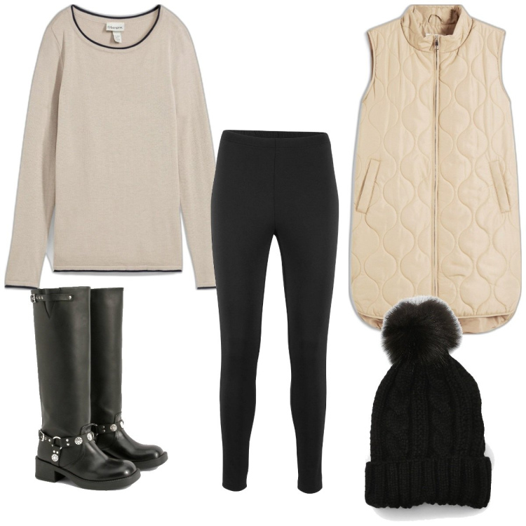 Outfit femme - Équitation. Style Casual pour Sport. Assortir avec legging, doudounes, pulls, bottes, bonnets.