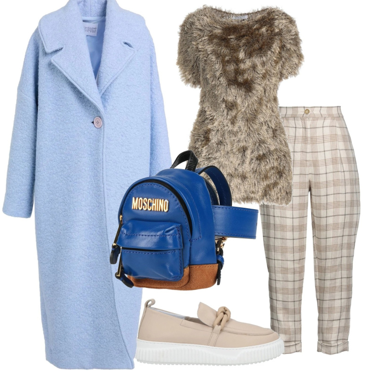 Outfit donna - I mocassini beige rivisitati. Stile Minimal per Ufficio. Abbinamento con mocassini, pullovers, cappotti, marsupi, pantaloni.