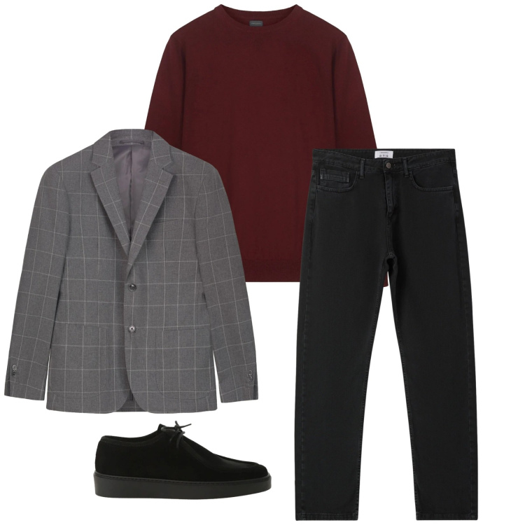 Outfit uomo - Total look #2315991. Stile Trendy per Ufficio. Abbinamento con jeans dritti, scarpe stringate, giacche, maglieria.