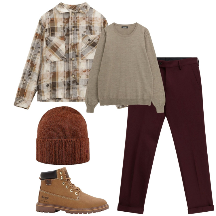 Outfit uomo - Total look #2315992. Stile Trendy per Tutti i giorni. Abbinamento con stivali e stivaletti, camicie, pantaloni, maglieria, cappelli.