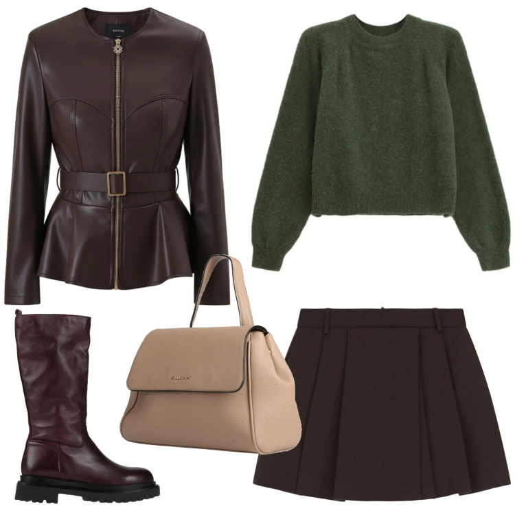 Outfit donna - Winter glam style. Stile Glamour per Tutti i giorni. Abbinamento con zaini, stivali, maglieria, gonne, giacche.