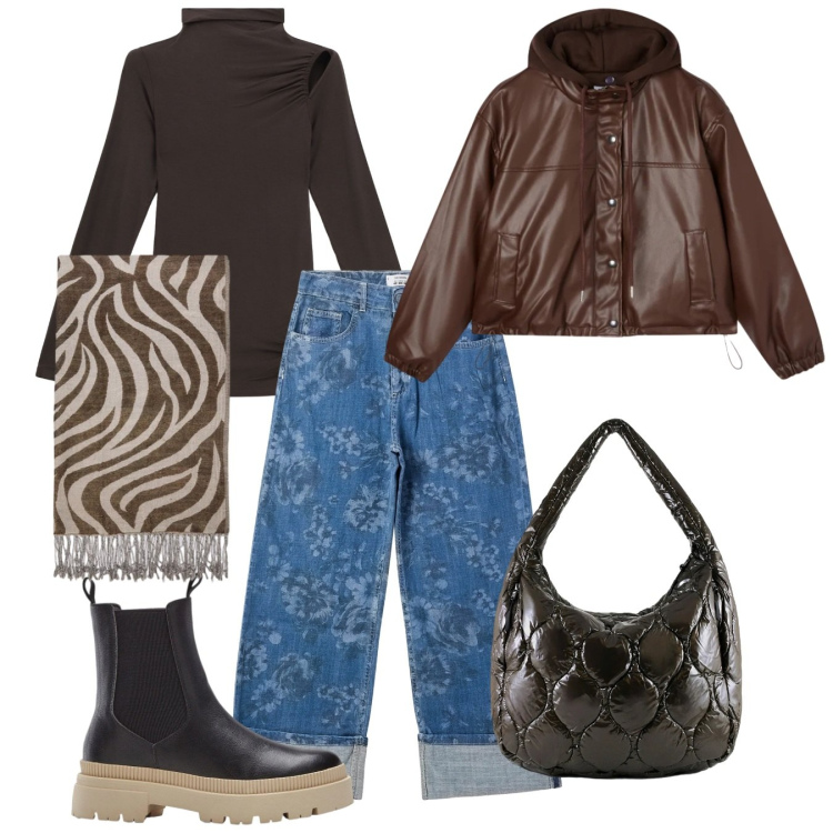 Outfit donna - Moro jeans. Stile Casual chic per Tutti i giorni. Abbinamento con stivaletti chelsea, jeans dritti, giacche, pullovers, borse tote, foulard.