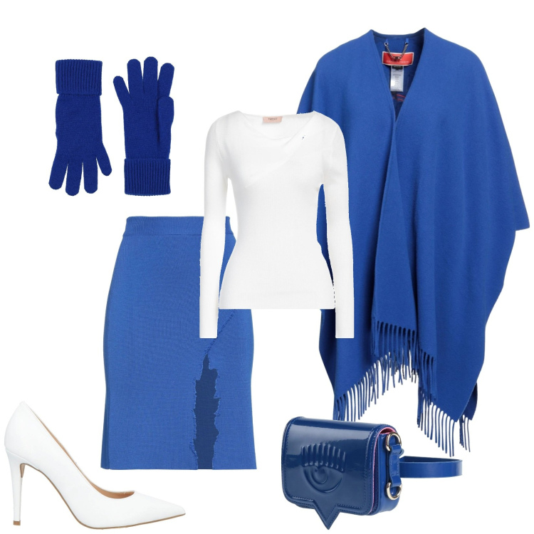 Outfit donna - Total look #2316010. Stile Glamour per Cerimonia. Abbinamento con minigonne, pullovers, cappe, décolleté, guanti, marsupi.