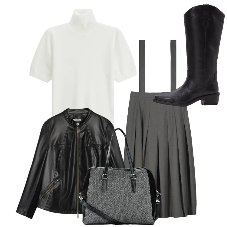 Outfit donna - Total look. Stile Preppy per Tutti i giorni. Abbinamento con stivali, borse a mano, maglieria, gonne lunghe, giacche.