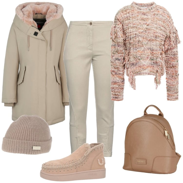 Outfit donna - Cappotto lungo. Stile Casual chic per Tutti i giorni. Abbinamento con pullovers, jeans slim fit, stivaletti, zaini, cappelli, parka.