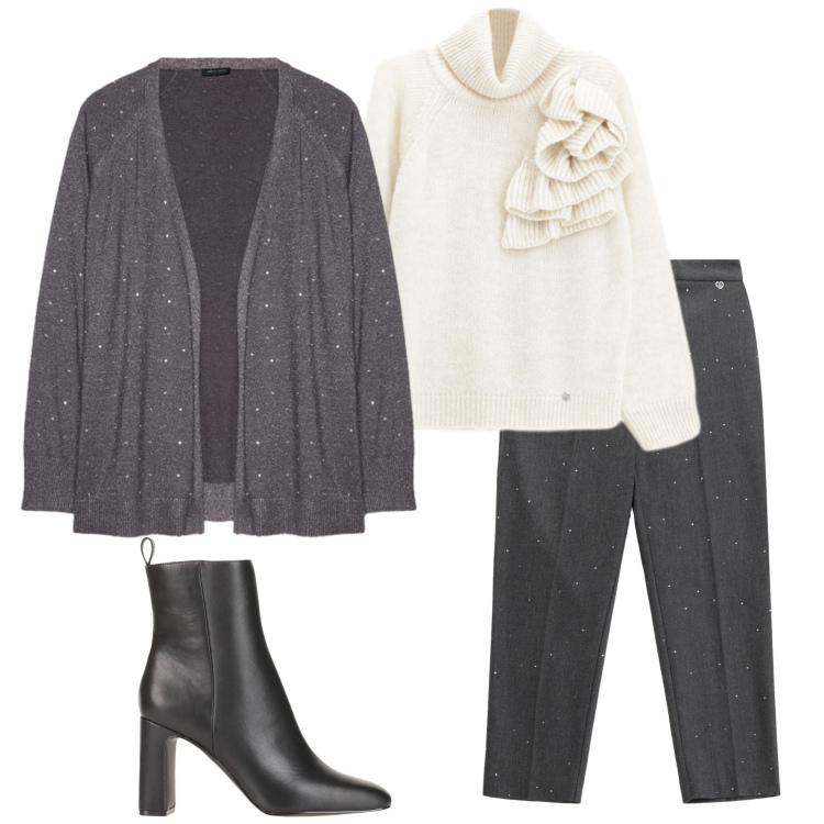Outfit donna - Knitwear oversize. Stile Casual chic per Ufficio. Abbinamento con stivaletti, pantaloni, maglieria, cardigans.