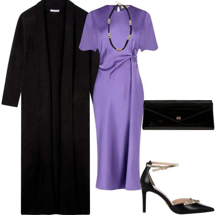 Outfit donna - Knitwear oversize. Stile Chic per Cerimonia. Abbinamento con cardigans, collane, vestiti midi/longuette, pochette, décolleté.