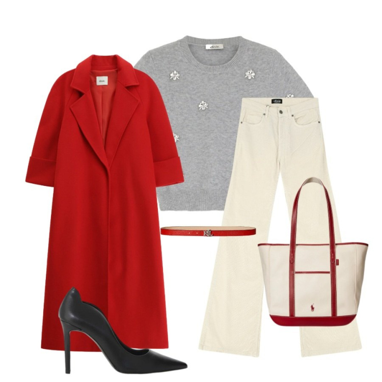 Outfit donna - Urban Chic in Dixie. Stile Casual chic per Tutti i giorni. Abbinamento con borse tote, cinture, maglieria, cappotti, jeans, décolleté.