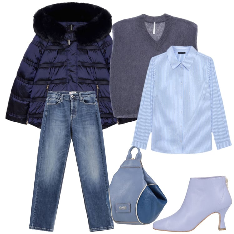 Outfit donna - Total look #2316167. Stile Casual chic per Tutti i giorni. Abbinamento con zaini, stivaletti, jeans, maglieria, piumini, camicie.