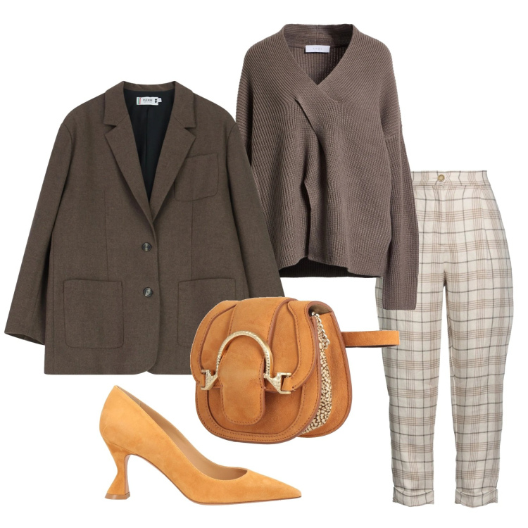 Outfit donna - Total look #2316171. Stile Chic per Tutti i giorni. Abbinamento con décolleté, marsupi, pullovers, pantaloni, blazer.