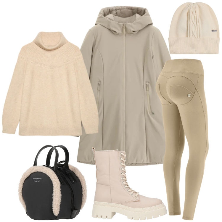 Outfit donna - Total look #2316190. Stile Urban per Tutti i giorni. Abbinamento con zaini, stivaletti, parka, pantaloni skinny, berretti, maglieria.