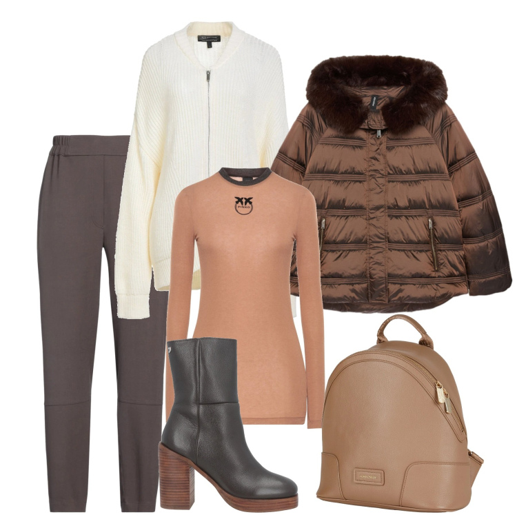Outfit donna - Confortevole sotto la neve - Focus Donna. Stile Bon Ton per Tutti i giorni. Abbinamento con zaini, stivaletti, cardigans, pantaloni, t-shirt, piumini.