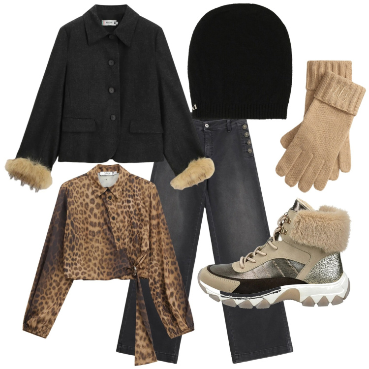 Outfit donna - Denim in nero. Stile Casual per Tutti i giorni. Abbinamento con jeans, camicie, blazer, guanti, berretti, anfibi.