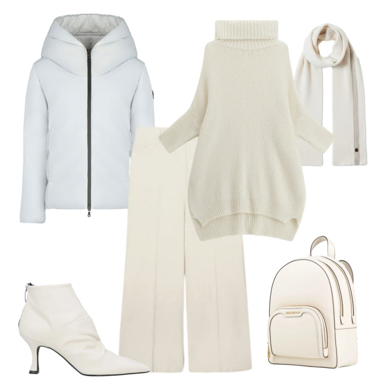 Outfit donna - Total look #2316284. Stile Chic per Ufficio. Abbinamento con zaini, stivaletti, maglieria, eskimo, sciarpe, pantaloni chino.