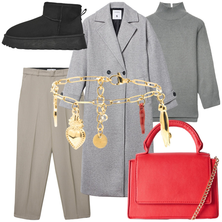 Outfit donna - Un anno Freddy fortunato con Terranova. Stile Urban per Tutti i giorni. Abbinamento con cappotti, pantaloni chino, borse a tracolla, maglieria, stivaletti, braccialetti.