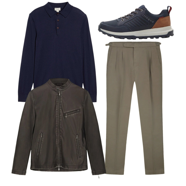 Outfit uomo - Total look. Stile Casual per Tutti i giorni. Abbinamento con sneakers, maglieria, giacche, pantaloni.