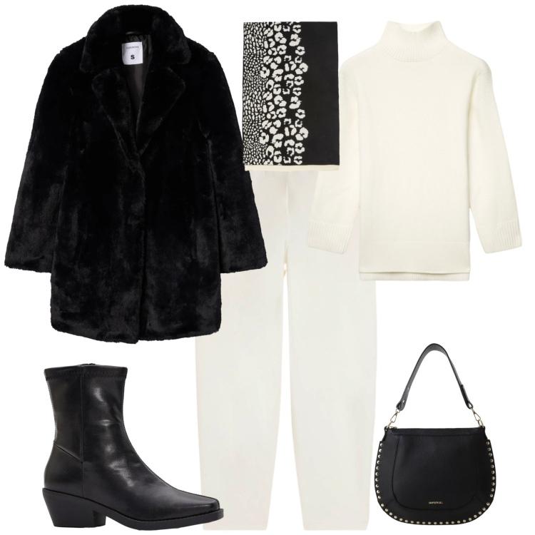 Outfit donna - Sporty chic in ufficio. Stile Sporty chic per Ufficio. Abbinamento con stivaletti, maglieria, cappotti, borse a spalla, pantaloni, sciarpe.