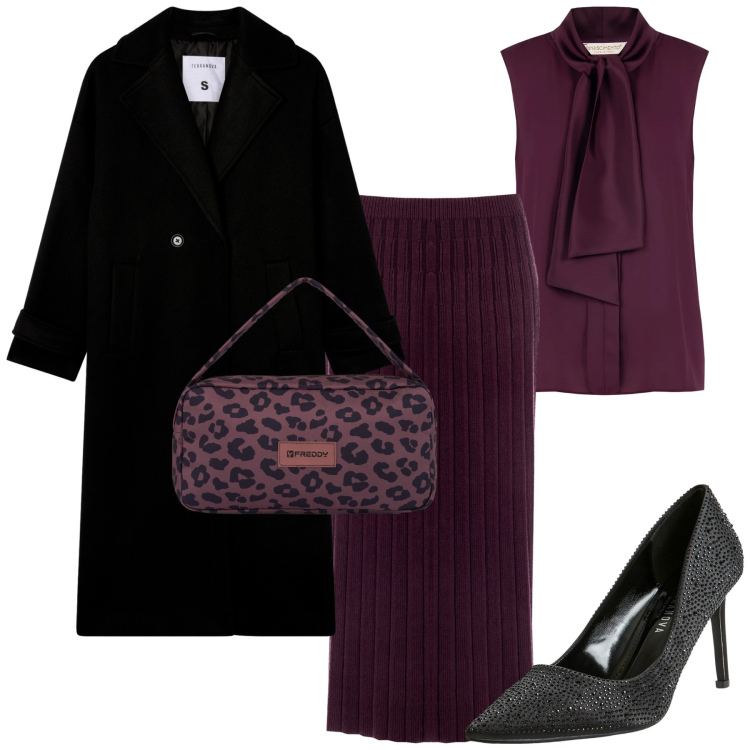 Outfit donna - Total look #2316488. Stile Glamour per Tutti i giorni. Abbinamento con cappotti, décolleté, borse a spalla, gonne longuette, top.