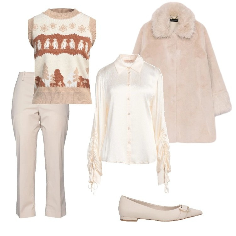 Outfit donna - Total look #2316530. Stile Trendy per Tutti i giorni. Abbinamento con ballerine, camicie, pantaloni, pullovers, cappotti.