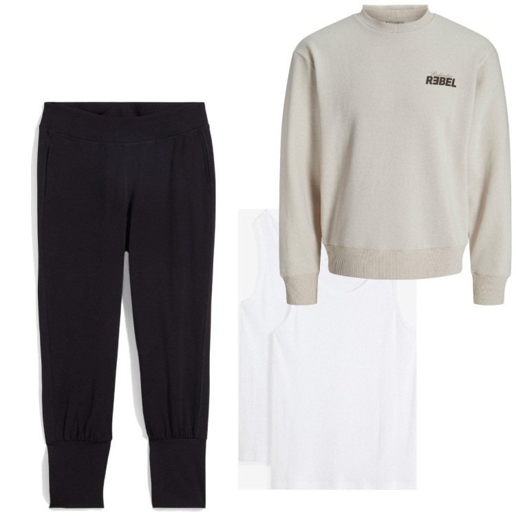 Outfit homme - Neige télétravail. Style Casual pour Bureau. Assortir avec pantalon , sneakers, sweat-shirts, habillement pour dormir.
