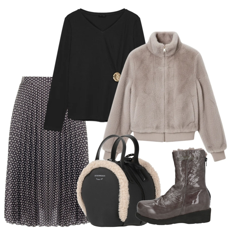 Outfit donna - Gennaio. Stile Chic per Tutti i giorni. Abbinamento con zaini, stivaletti, bomber, gonne longuette, t-shirt.