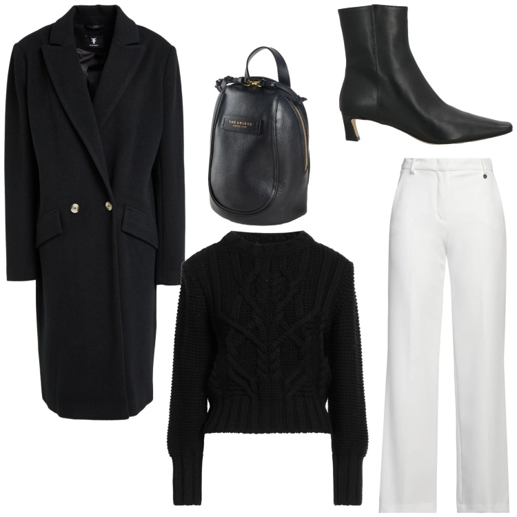 Outfit donna - Il cappotto versatile nell\' armadio. Stile Glamour per Tutti i giorni. Abbinamento con stivaletti, pantaloni, cappotti, zaini, pullovers.