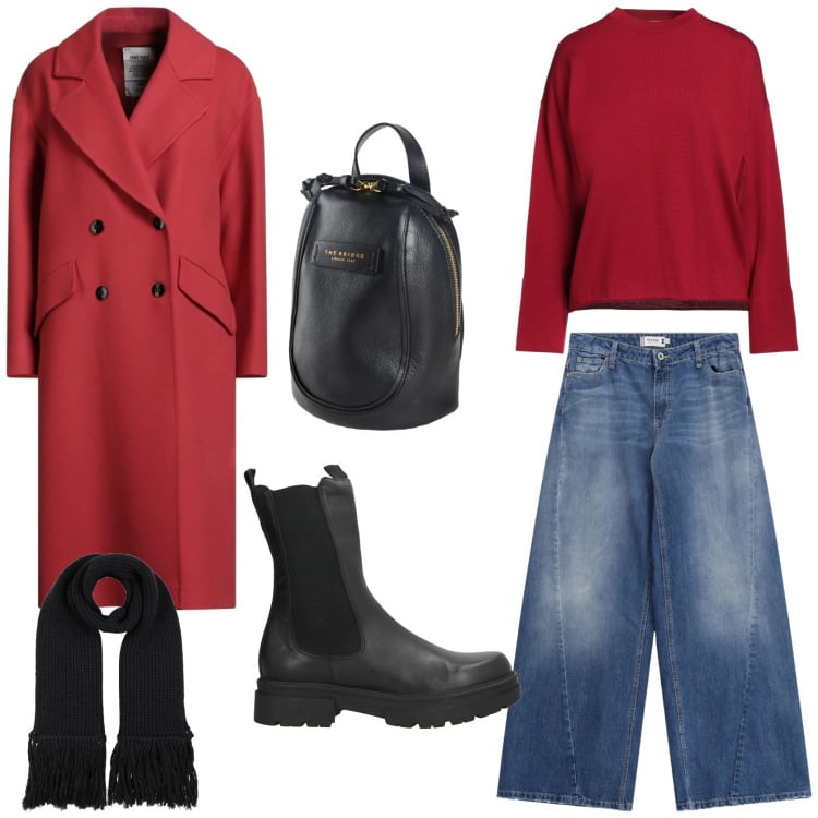 Outfit donna - Winter Workwear. Stile Urban per Ufficio. Abbinamento con cappotti, zaini, sciarpe, stivaletti, pullovers, jeans.