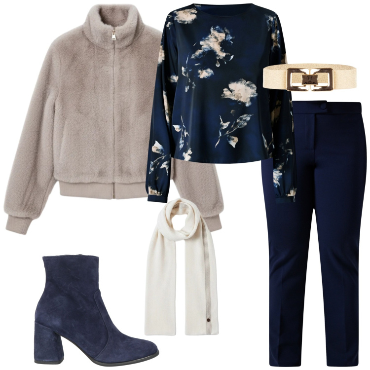 Outfit donna - Un nuovo anno, un nuovo stile. Stile Chic per Serata fuori. Abbinamento con stivaletti, bluse, pantaloni, bomber, sciarpe, cinture.