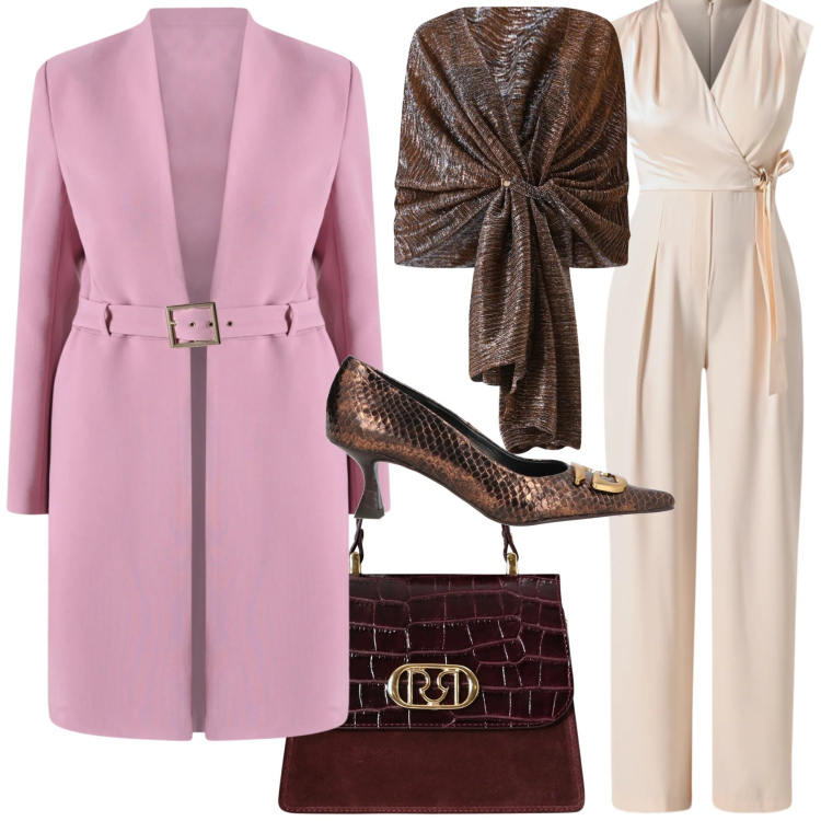 Outfit donna - Il soprabito è rosa. Stile Bon Ton per Cerimonia. Abbinamento con décolleté, vestiti chemisier, stole, trench, borse a mano.