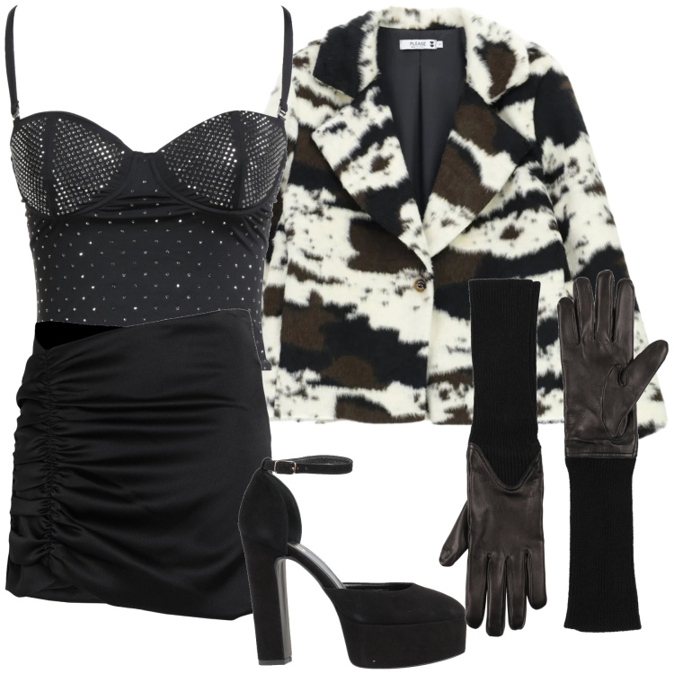 Outfit donna - Decisamente sexy con zeppe. Stile Sexy per Serata fuori. Abbinamento con minigonne, top, décolleté, guanti, blazer.