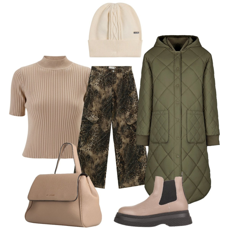 Outfit donna - Il caldo piumino Canadian. Stile Casual chic per Tutti i giorni. Abbinamento con stivaletti, zaini, pantaloni cargo, berretti, piumini, pullovers.