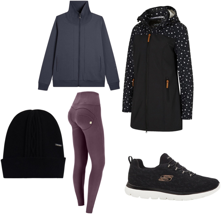 Outfit donna - Sportiva con stile. Stile Sporty chic per Sport. Abbinamento con sneakers, parka, pantaloni skinny, berretti, felpe.