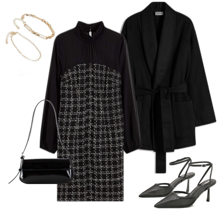 Outfit femme - Soldes la Jolie Robe. Style Casual chic pour Soirée dehors. Assortir avec robes courtes, sacs à main, blazers, bracelets, chaussures à talon.