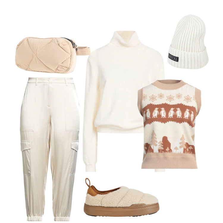 Outfit donna - Total look #2317068. Stile Casual per Tutti i giorni. Abbinamento con stivali da neve, pantaloni cargo, marsupi, maglieria, cappelli, pullovers.