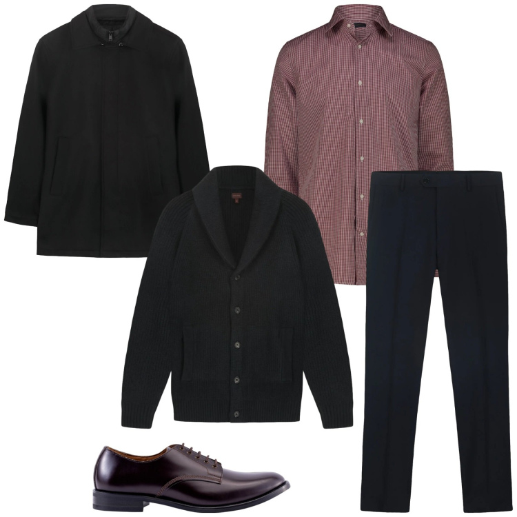 Outfit uomo - Total look #2317069. Stile Business/Elegante per Ufficio. Abbinamento con pantaloni, cappotti, cardigans, camicie, scarpe stringate.