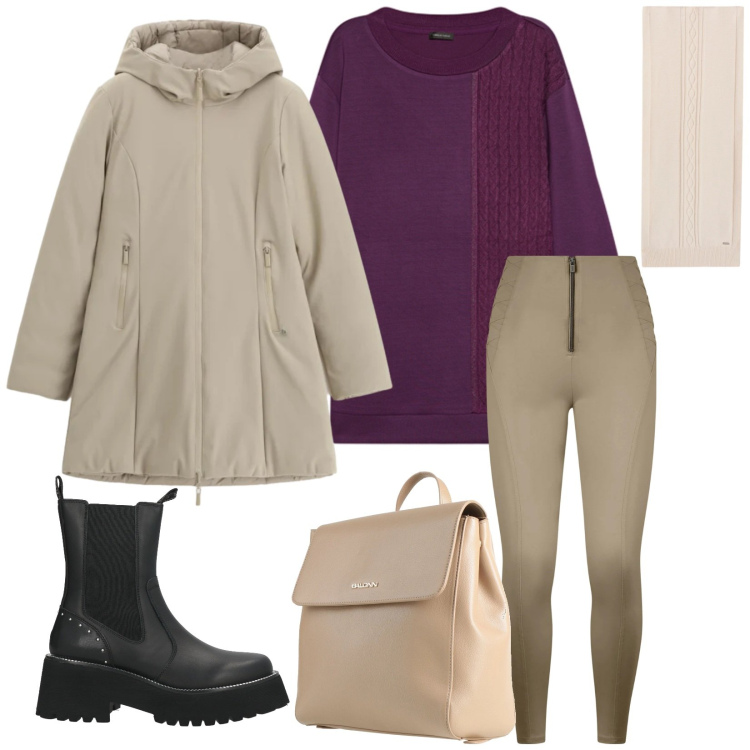 Outfit donna - Total look #2317088. Stile Casual per Tutti i giorni. Abbinamento con stivaletti, zaini, parka, sciarpe, pantaloni skinny, felpe.