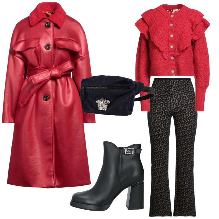 Outfit donna - Pinkglam. Stile Chic per Serata fuori. Abbinamento con stivaletti, marsupi, leggings, cappotti, cardigans.