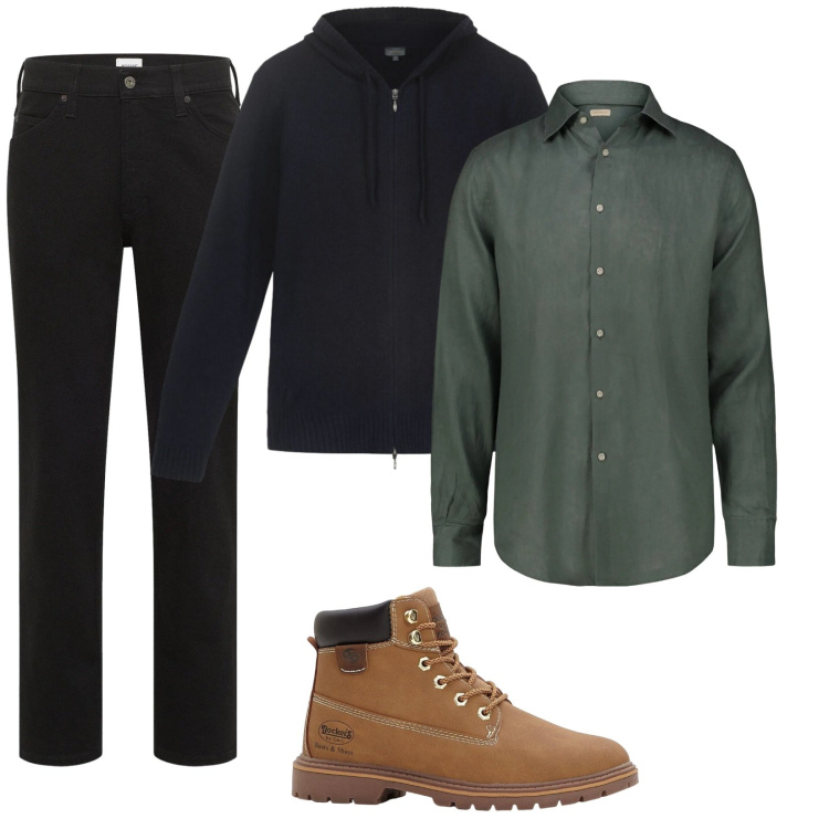 Outfit uomo - Stivaletti in pelle. Stile Casual per Tutti i giorni. Abbinamento con jeans dritti, stivali e stivaletti, camicie, felpe con cappuccio.