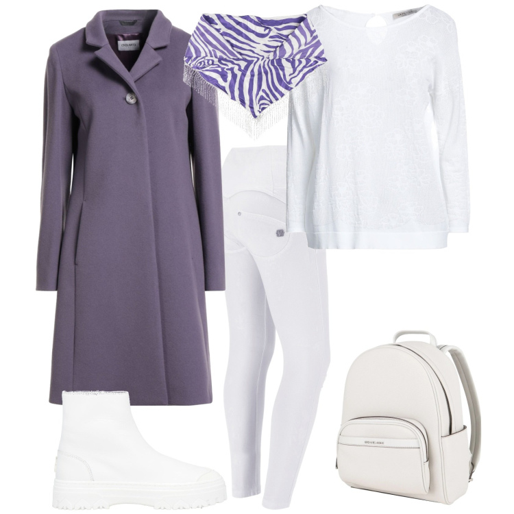 Outfit donna - Trendy ogni giorno. Stile Trendy per Tutti i giorni. Abbinamento con stole, zaini, pullovers, stivaletti, cappotti, pantaloni skinny.