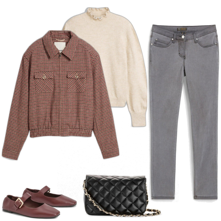 Outfit femme - Rebecca. Style Casual chic pour Tous les jours. Assortir avec blazers, sacs en bandoulière, jean slim, pulls, escarpins.