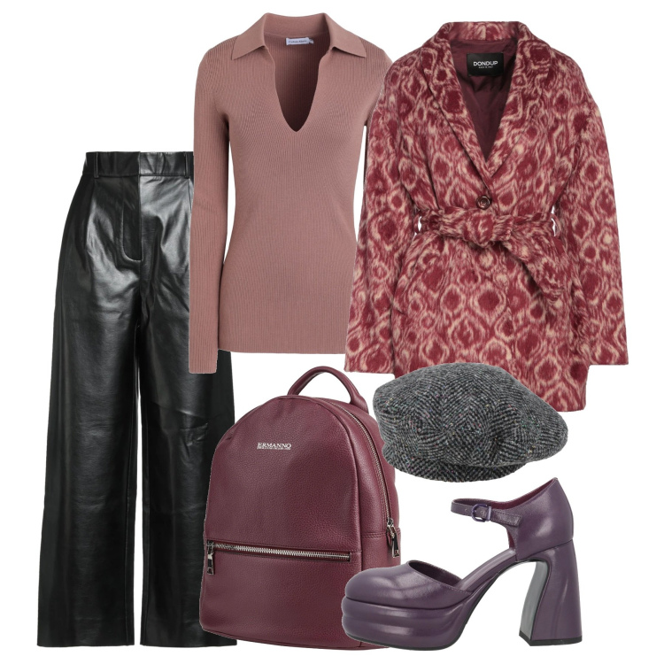 Outfit donna - I colori del blush. Stile Chic per Serata fuori. Abbinamento con cappotti, cappelli e berretti, pullovers, décolleté, pantaloni, zaini.